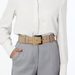 Ремень женский, 110×4.8 см, квадратная пряжка, золотистая, бежевый