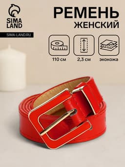 Ремень женский 110×2.3 см, с классической пряжкой в ремня, красный