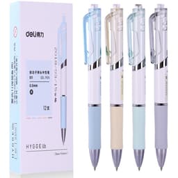 Набор ручек гелевых 12 шт., Deli (S11-BK-P), автоматические, линия 0.5 мм, ассорти, чернила чёрные