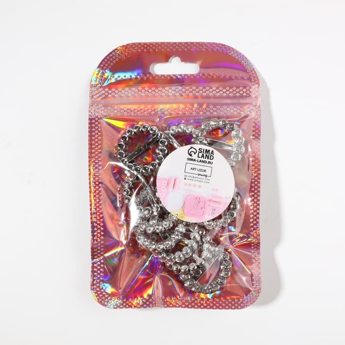 Пряжки кабошоны со стразами «Круг» для бантиков, d=18 мм, 10 шт., цвет серебряный