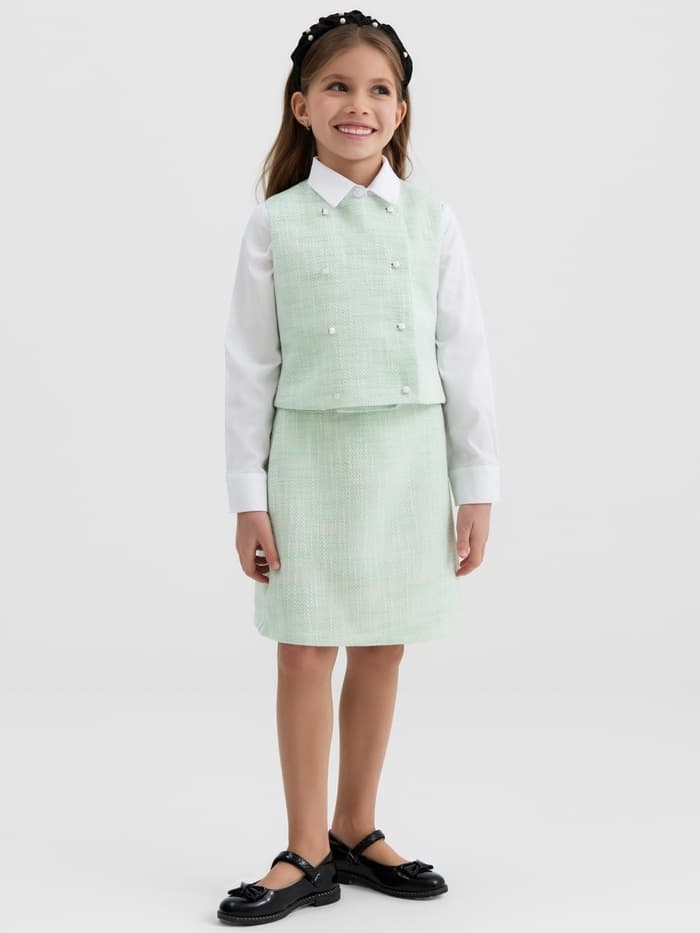 Жилетка для девочки, MINAKU :Party Dress, зелёная, рост 158 см