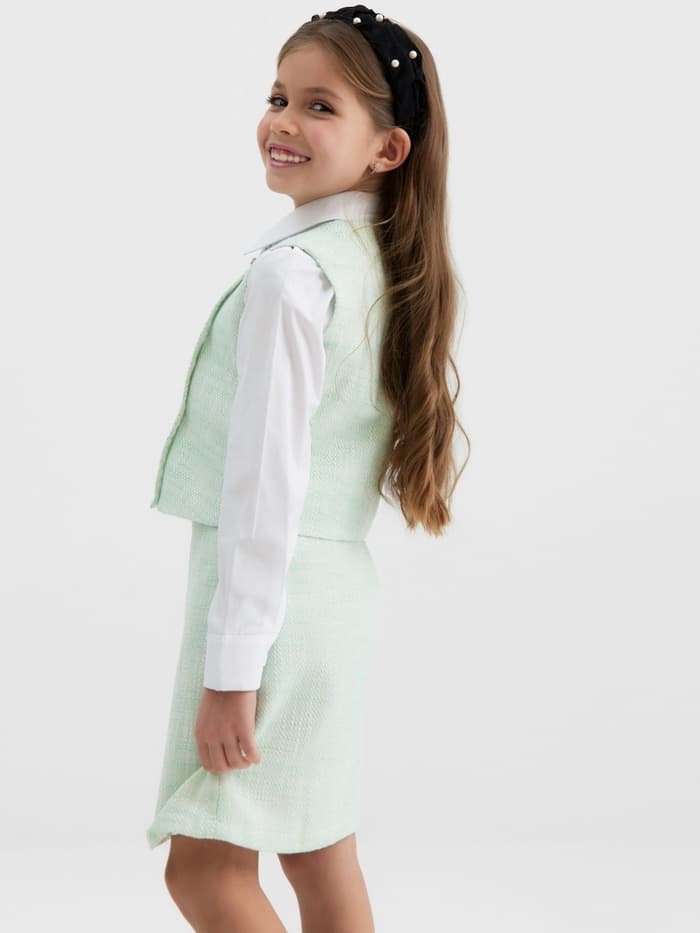 Жилетка для девочки, MINAKU :Party Dress, зелёная, рост 158 см