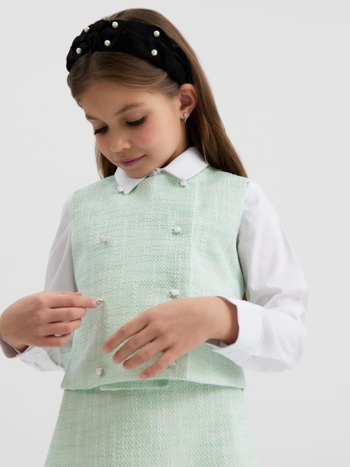 Жилетка для девочки, MINAKU :Party Dress, зелёная, рост 158 см