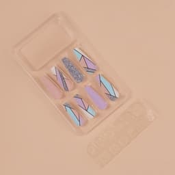 Накладные ногти «Графика», 12 шт., с клеевыми пластинами, форма балерина, разноцветные