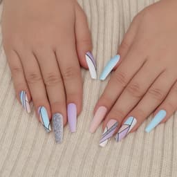 Накладные ногти «Графика», 12 шт., с клеевыми пластинами, форма балерина, разноцветные