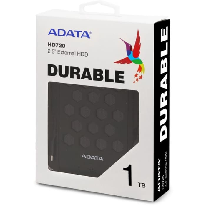 Жёсткий диск A-Data, USB 3.0, 1 TB, AHD720-1TU31-CBK, HD720, DashDrive, Durable, 2.5", чёрный
