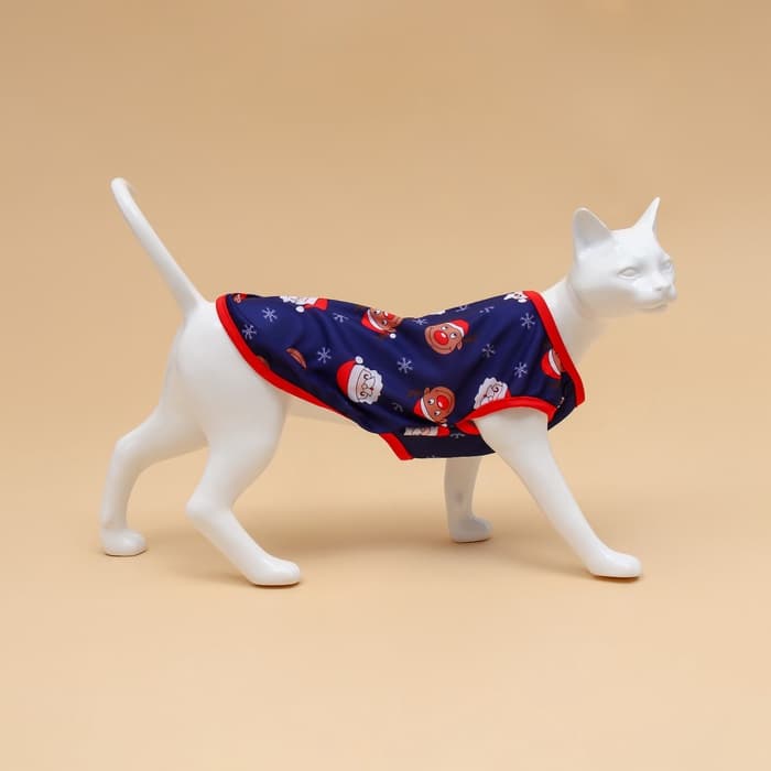 Майка для животных «Новогодняя ночь», размер L (ДС 35, ОШ 35, ОГ 45 см), синяя