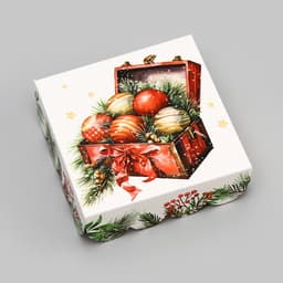 Коробка для печенья «Сундучок с подарками», 9×9×3 см, Новый год