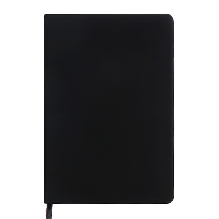 Ежедневник недатированный A5, 140 л, клетка, кожзам, на резинке, желтый срез, Черный