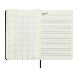 Ежедневник недатированный A5, 140 л, клетка, кожзам, на резинке, желтый срез, Черный