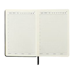 Ежедневник недатированный A5, 140 л, клетка, кожзам, на резинке, желтый срез, Черный