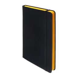 Ежедневник недатированный A5, 140 л, клетка, кожзам, на резинке, желтый срез, Черный
