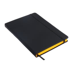 Ежедневник недатированный A5, 140 л, клетка, кожзам, на резинке, желтый срез, Черный