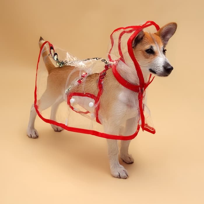 Дождевик для собак, размер L, ДС 30, ОГ 41-46, ОШ 42 см, красный