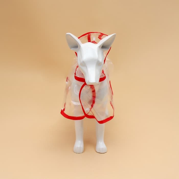 Дождевик для собак, размер L, ДС 30, ОГ 41-46, ОШ 42 см, красный