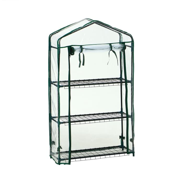 Парник-стеллаж, 3 полки, 110×22×65 см, металлический каркас d=12 мм, чехол плёнка 80 мкм, Greengo