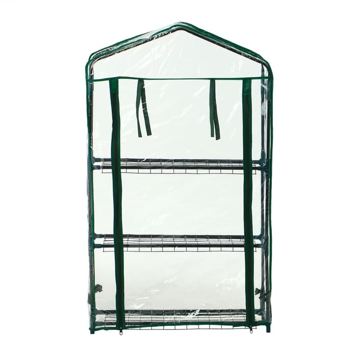 Парник-стеллаж, 3 полки, 110×22×65 см, металлический каркас d=12 мм, чехол плёнка 80 мкм, Greengo