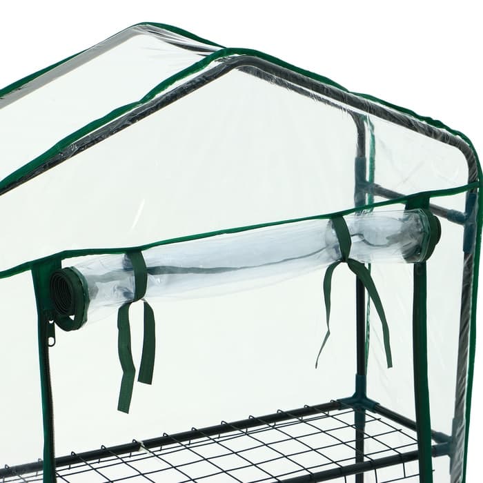 Парник-стеллаж, 3 полки, 110×22×65 см, металлический каркас d=12 мм, чехол плёнка 80 мкм, Greengo
