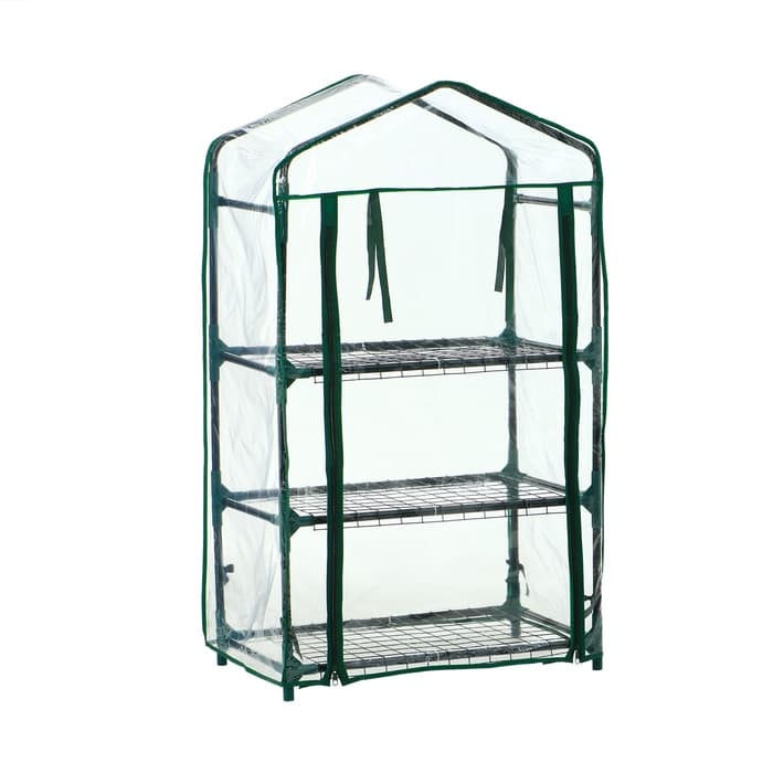 Парник-стеллаж, 3 полки, 110×40×65 см, металлический каркас d=16 мм, чехол плёнка 80 мкм, Greengo