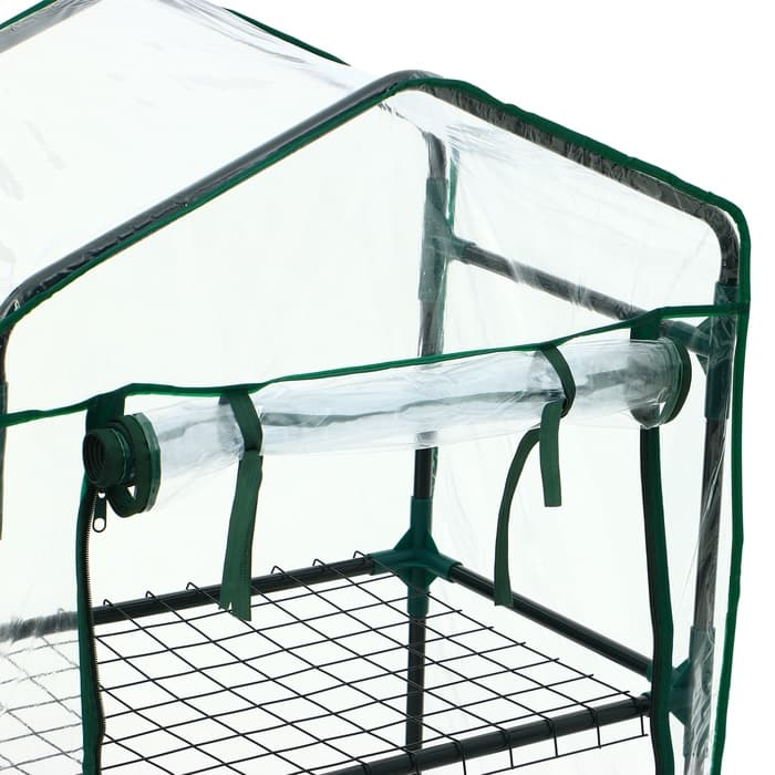 Парник-стеллаж, 3 полки, 110×40×65 см, металлический каркас d=16 мм, чехол плёнка 80 мкм, Greengo