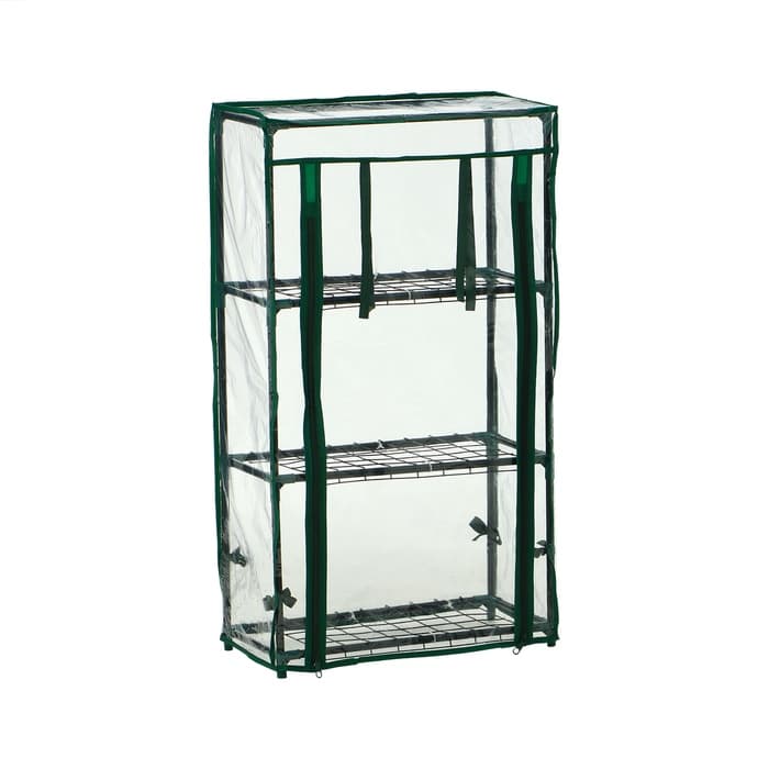 Парник-стеллаж, 3 полки, 80×24×46 см, металлический каркас d=12 мм, чехол плёнка 80 мкм, Greengo
