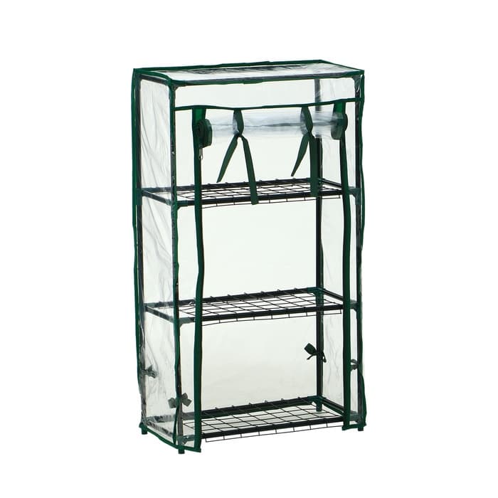 Парник-стеллаж, 3 полки, 80×24×46 см, металлический каркас d=12 мм, чехол плёнка 80 мкм, Greengo