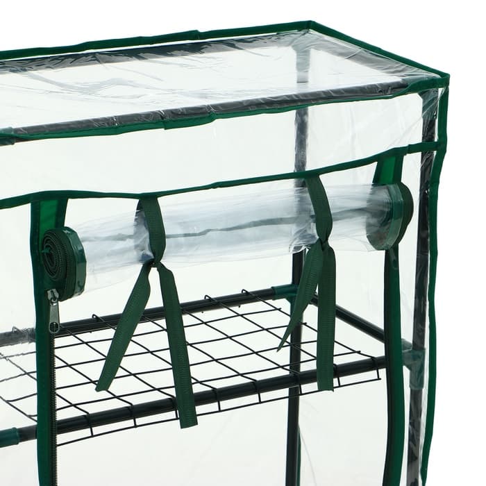 Парник-стеллаж, 3 полки, 80×24×46 см, металлический каркас d=12 мм, чехол плёнка 80 мкм, Greengo