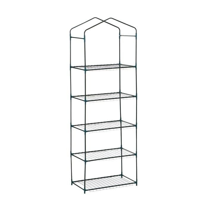 Стеллаж для рассады, 5 полок, 190×40×65 см, металлический каркас d=12 мм, без чехла, Greengo