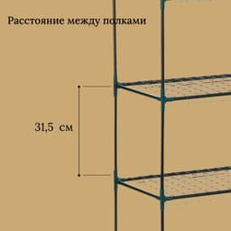 Стеллаж для рассады, 5 полок, 190×40×65 см, металлический каркас d=12 мм, без чехла, Greengo