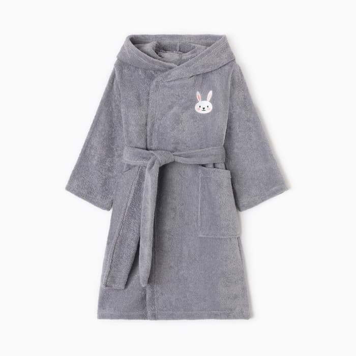 Халат махровый детский «Экономь и Я. Зайка», размер 30, 100% хлопок, 320 г/м², серый