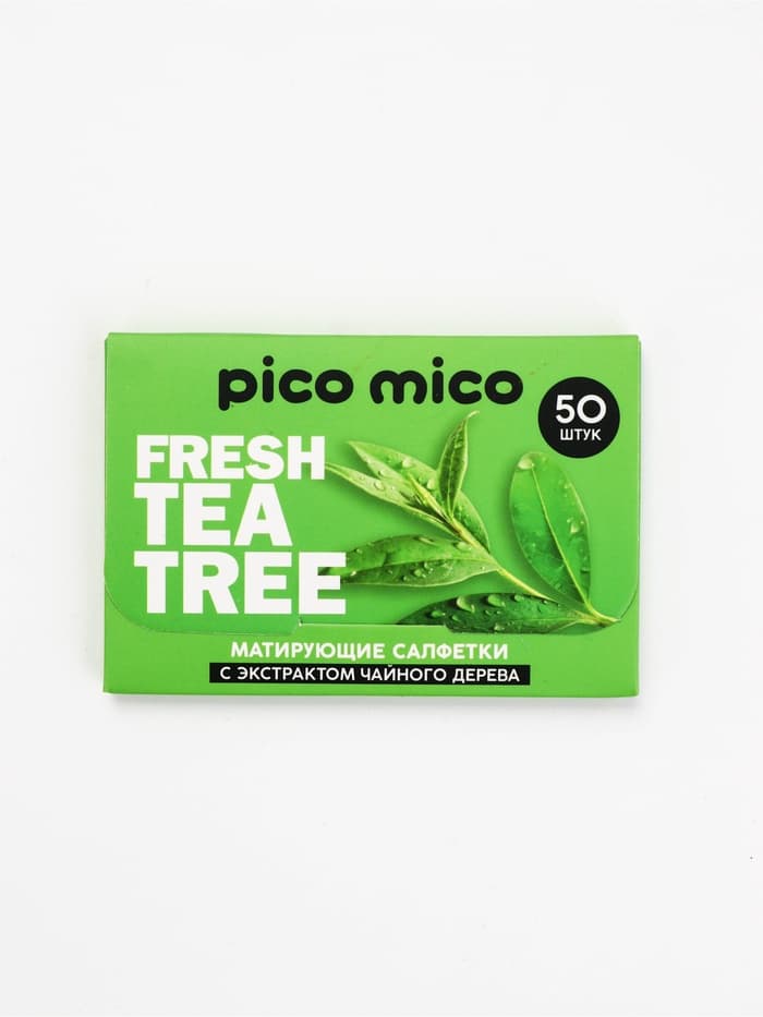 Матирующие салфетки с экстрактом зеленого чая, 50 шт., PICO MICO