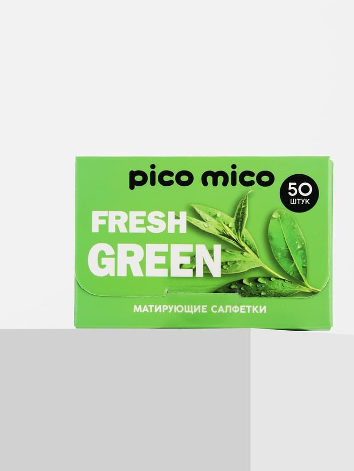 Матирующие салфетки с экстрактом зелёного чая, 50 шт., PICO MICO