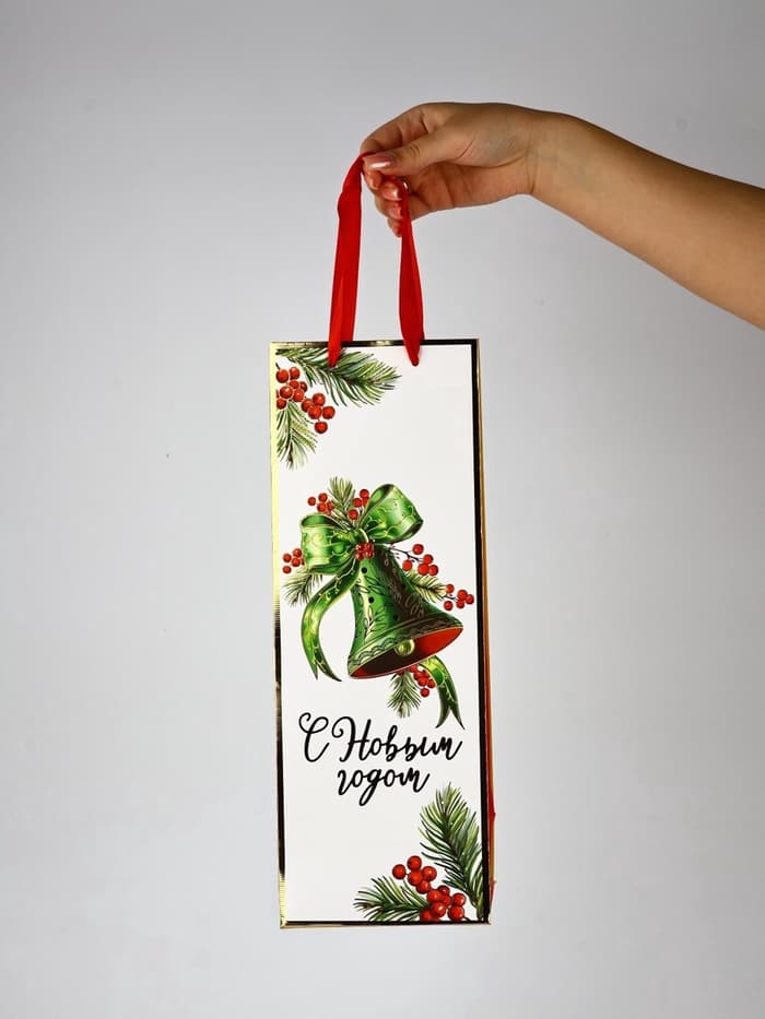 Набор пакетов под бутылку подарочных «С Новым годом», 3 шт., тиснение, 36×13×10 см