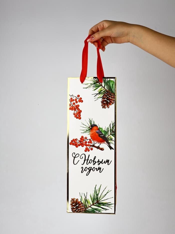 Набор пакетов под бутылку подарочных «С Новым годом», 3 шт., тиснение, 36×13×10 см