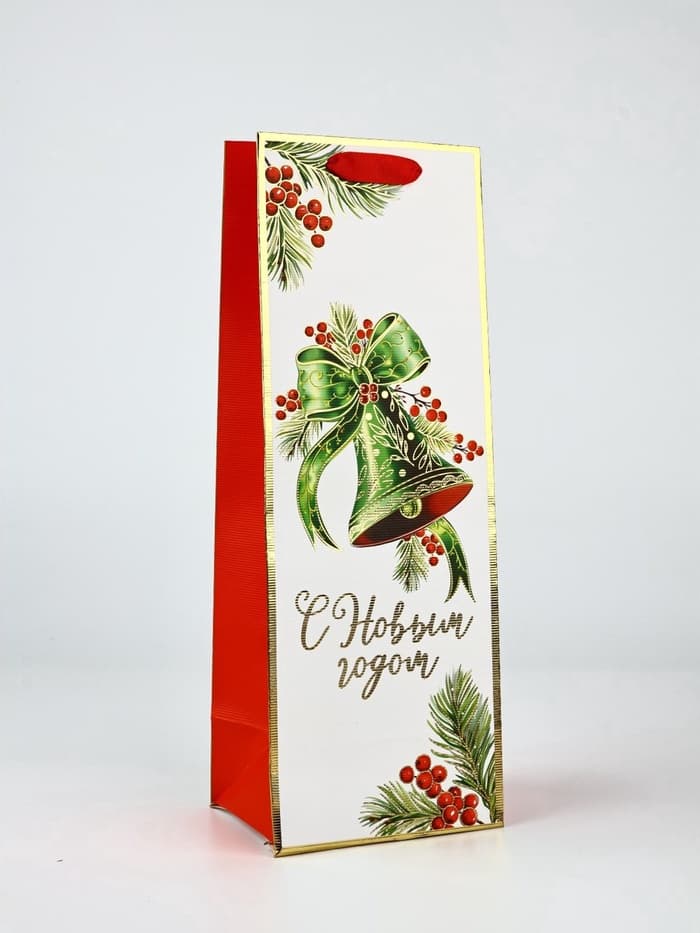 Набор пакетов под бутылку подарочных «С Новым годом», 3 шт., тиснение, 36×13×10 см