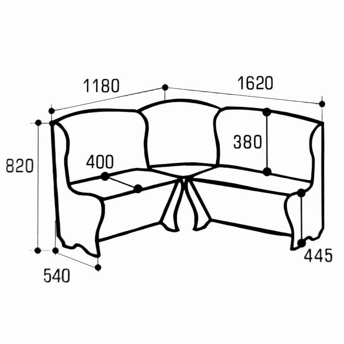 Кухонный уголок «КУ-19/1/4М», со столом, с табуретами, цвет дуб вотан