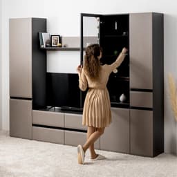 Гостиная «МОБИ. Сидней» комплект из 5 модулей, 2649×413×2052 мм, цвет антрацит/веллюто капучино