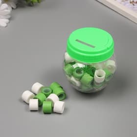 Клейкая лента пластик в банке «Белый и зелёный», набор 40 шт., 1.2 см, дл. 0.9 м, 7×7×9 см