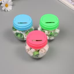 Клейкая лента пластик в банке «Белый и зелёный», набор 40 шт., 1.2 см, дл. 0.9 м, 7×7×9 см