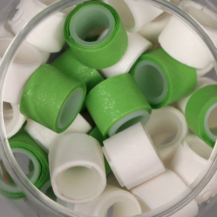 Клейкая лента пластик в банке «Белый и зелёный», набор 40 шт., 1.2 см, дл. 0.9 м, 7×7×9 см