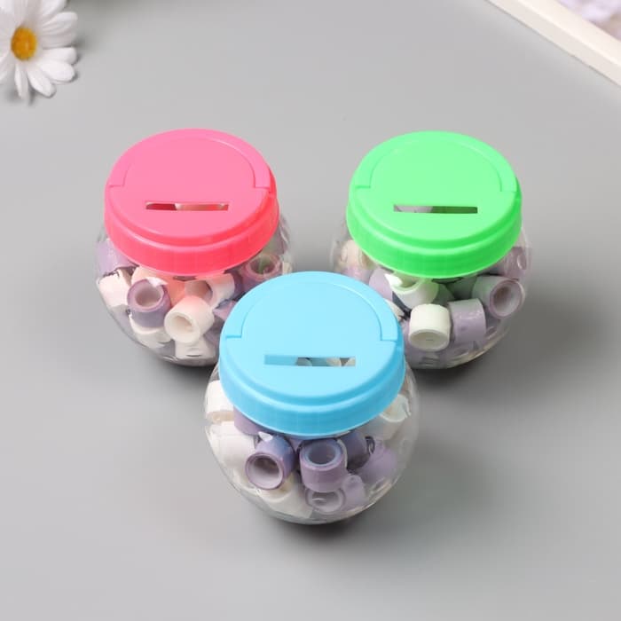 Клейкая лента пластик в банке «Белый и сирень», набор 40 шт., 1.2 см, дл. 0.9 м, 7×7×9 см