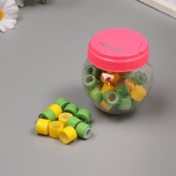 Клейкая лента пластик в банке «Зелёный и жёлтый», набор 40 шт., 1.2 см, дл. 0.9 м, 7×7×9 см