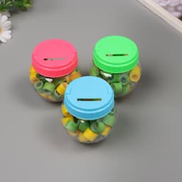 Клейкая лента пластик в банке «Зелёный и жёлтый», набор 40 шт., 1.2 см, дл. 0.9 м, 7×7×9 см