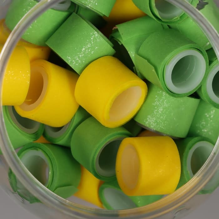 Клейкая лента пластик в банке «Зелёный и жёлтый», набор 40 шт., 1.2 см, дл. 0.9 м, 7×7×9 см