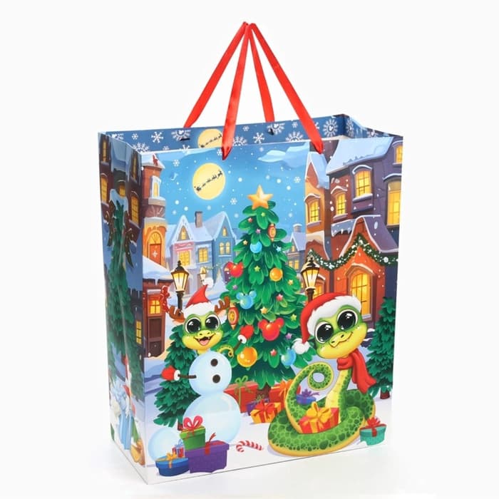 Пакет подарочный новогодний «Счастливого Нового года» 40×49×19 см, упаковка, Микки Маус