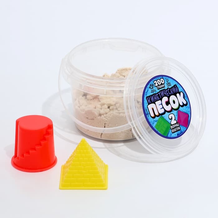 Кинетический песок, 2 формочки, 200 г, белый