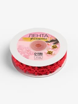 Лента декоративная фигурная «Снежинки», 25 мм, 9±0.5 м, красная