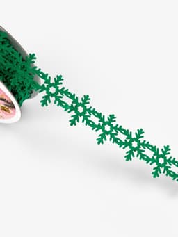 Лента декоративная фигурная «Снежинки», 25 мм, 9±0.5 м, зелёная