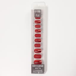 Накладные ногти, 12 шт., с клеевыми пластинами, форма мягкий квадрат, с блёстками, красные