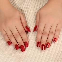 Накладные ногти, 12 шт., с клеевыми пластинами, форма мягкий квадрат, с блёстками, красные